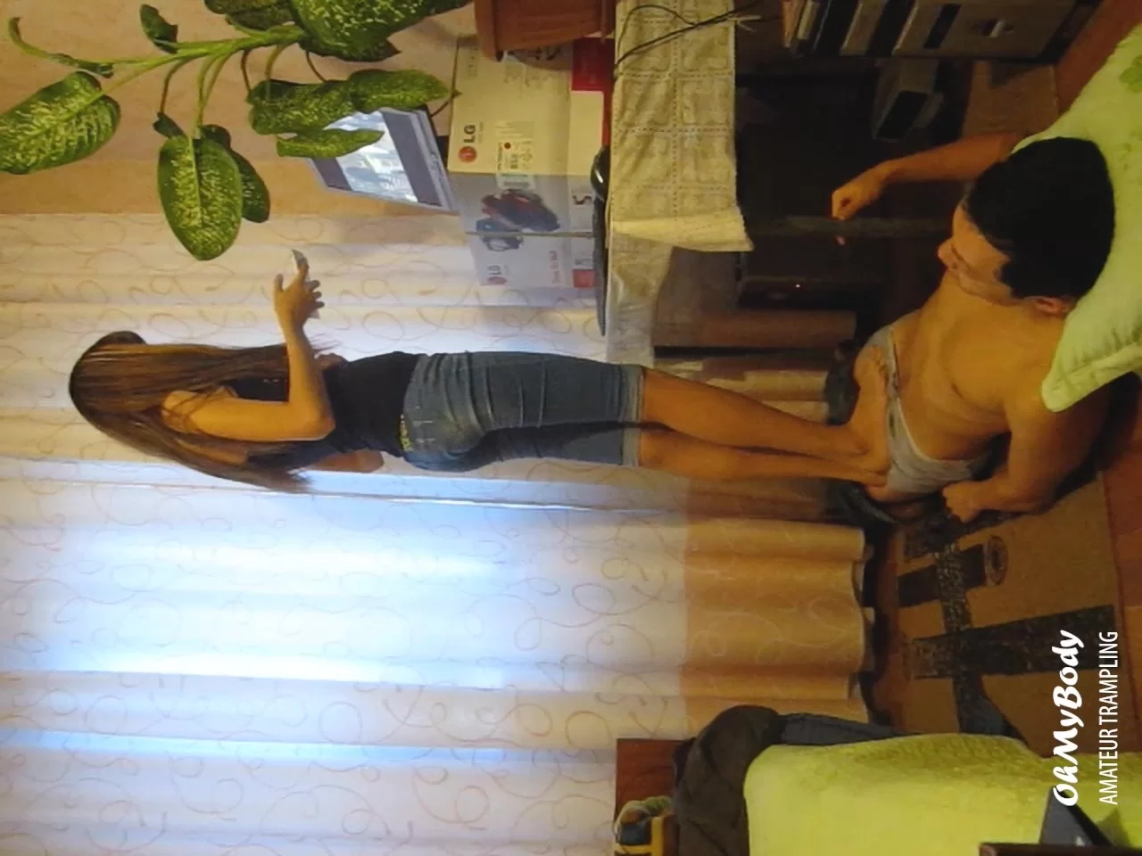 Young Karina Stands On My Groin - OHMYBODY-Femdom